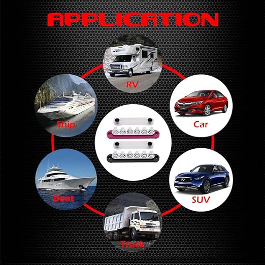 6 x M8 (5/16") Studs Power Distribution Block Bus Bar 12V, Ampper 5.9" HD 200A Marine BusBar Battery Distribution Block W/Cover for Car Boat Solar (Red & Black)
