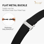 JASGOOD Women No Show Stretch Belt Elastic Web Strap Belt with Flat Buckle for Jeans Pants Dresses