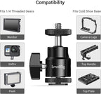 SmallRig 1/4" Camera Hot Shoe Mount, Ballhead Tripod with Additional 1/4" Screw, 2pcs Pack - 2059