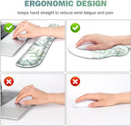 ToLuLu Desk Mat, XXL Large Mouse Pad Wrist Support Set，4 in1 Gaming Mousepad Desk Pad+ Ergonomic Mouse Pad with Wrist Rest + Keyboard Wrist Rest+Coaster for Home Office Computer Table, Green Grass