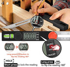 NORTOOLS Digital Angle Finder Protractor, Plastic Angle Finder 7inch/200mm 0-360 ° LCD Digital Protractor Ruler,±0.5° Accuracy Measuring Tool for Woodworking/DIY/Miter Saw (2 Batteries Included) ﻿