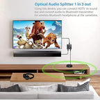 3 Port Toslink Splitter with Optical Cable (1 In 3 Out) Premium Quality Digital Optical Audio Splitter Aluminum Alloy SPDIF Toslink Fiber Audio Splitter Support Dolby Digital DTS 5.1 PCM Stereo LPCM