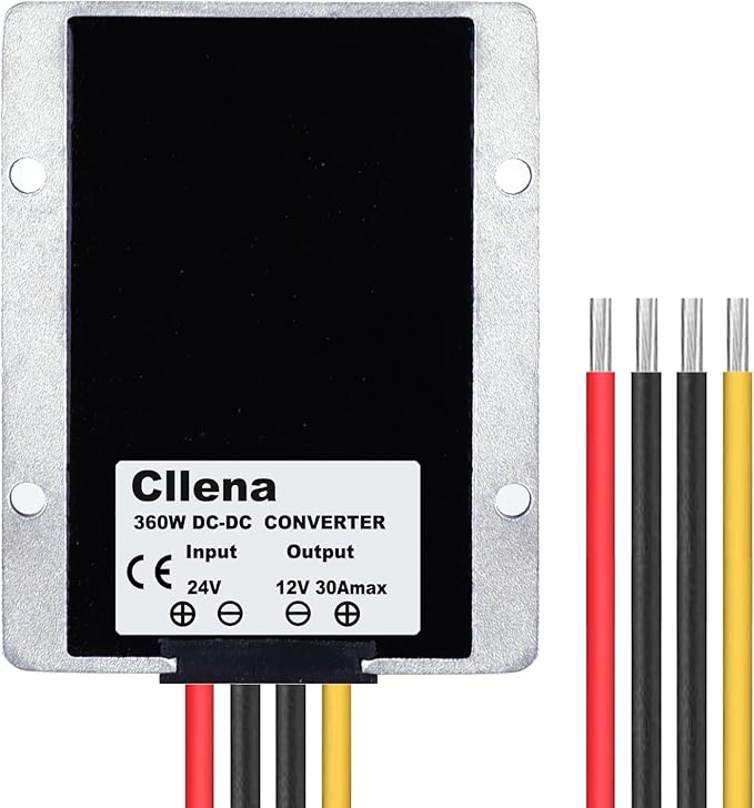 Cllena DC-DC 24v to 12v Converter 30A 360W Regulator Voltage Reducer Power Supply Buck Converter Transformer for Golf Cart Auto Car Truck Vehicle Boat