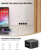 Magnetic Cable Clips, 6 Pack Cord Holder Desk Cable Management, Adhesive Wire Holder Keeper Organizer for Desk Organizer Home Office Car Wall Nightstand, Black
