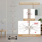 Exttlliy Retail Display Stand Store Display Rack 5 Tier Metal Spinning Display Stand Rack with Wheels Keychain Jewelry Stocking Hat Display Stand with Hooks for Malls, Showroom, Retail Store (Grey)