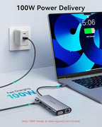 OPXYL 11-in-1 USB C Hub Multiport Adapter, USB C Docking Station with 4K HDMI, VGA 1080P, 100W PD, Ethernet, SD/TF, Audio, USB 3.0 Port, Laptop Dock for MacBook Pro/Air, iPad, Windows