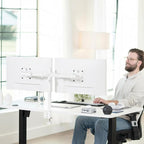 VIVO Dual Monitor Desk Mount, Heavy Duty Fully Adjustable Steel Stand, Holds 2 Computer Screens up to 30 inches and Max 22lbs Each, White, STAND-V002W