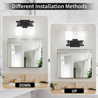 DIKAIDA Bathroom Light Fixtures Over Mirror, 2-Light Modern Matte Black Vanity Lights with White Frosted Glass Shade, Bathroom Wall Lamp Sconces for Mirror Bedroom, Living Room Hallway Small Space