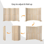 Bonnlo 4/6 Panel Pegboard Freestanding, 5 FT Portable Display Board Organizer for Craft Show Jewelry, Wooden Folding Privacy Screen Room Divider (Natural, 6 Panel with Base)