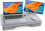 SAIJI Laptop Lap Desk for Bed—Fits Up to 17" Laptops & MacBook,Lightweight Tray Table with Soft Leather Wrist Pad,Sturdy Phone/Tablet Holder, Laptop Stand with Cushion for Home Office/Gaming On Couch