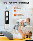 PUTECCH Carbon Monoxide Detectors Portable CO Detector Battery Powered, Handheld Carbon Monoxide Monitor Alarm Detector with LCD Display for Home/Outdoor/Travel (Batteries Included) (White)