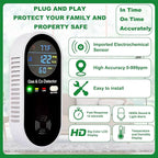 Combustible Gas & Carbon Monoxide Detector 4-in-1 Alarm with Temp/Humidity Sensor – Plug-in CO/Gas Leak Detector for Home, RV, Apartment Safety (Explosive Gas & CO Detection) 2-Pack