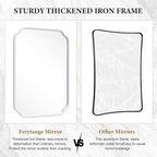 White Bathroom Vanity Mirror for Over Sink 30" x 40" Modern Rounded Corner Rectangle Wall Mirror Decorative with Non-Rusting Iron Metal Framed (Horizontal/Vertical)