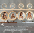 24 Inch Wall-Mounted Round Bathroom Mirror with LED-Lights - Frame Vanity Mirrors (24" x 24", Gold)