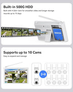 VORGUT Wireless Security Camera System with 10" LCD Monitor, 2PCS 3MP PTZ Outdoor Camera for Home Surveillance, 10CH NVR with 500G HDD,Auto Tracking,Human Detection,Color Night Vision,No Monthly Fee
