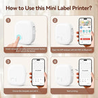 XenGro Mini Label Maker Machine with Tape AH-P05, Portable Bluetooth Mini Label Printer, Wireless Thermal Label Maker, Waterproof & Rechargeable, Built-in Cutter, for Home, Office, Kitchen – White