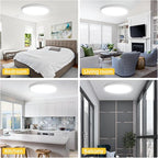 RLEDPZTX 4PK 12 Inch LED Flush Mount Ceiling Light, 24W, 2520LM,3000K/4000K/6000K CCT Selectable, Round Flat Panel Low Profile Ceiling Light Fitures for Hallway, Kitchen, Bedroom, Laundry Room,White
