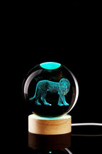 3D Crystal Ball Lamp with Lifelike LED Lion, 16 Color Changing Light, Dimmable Remote Control