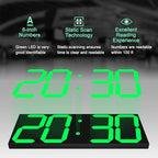 CHKOSDA LED Large Digital Wall Clock, Oversize Wall Clock with 6” Numbers, Remote Control Count up/Countdown Timer Clock, Auto Dimmer, Big Calendar and Thermometer(Green)
