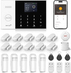 LWOHSI Wireless Home Alarm System,24 Pieces DIY 4G/WiFi Home Security Systems,Phone APP Alert,Door/Window Sensors,Motion Detectors,Remote,Work with Google for Home,Apartment,No Contract Fee