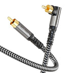 BlueRigger Subwoofer Cable 90D (6FT, RCA Audio, Dual Shielded, Gold Plated, Right Angled Male RCA Connectors) – Compatible with Subwoofer, Amplifier, Home Theater