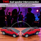 WSTER Futuristic Pickup Truck Bluetooth Speaker with LED Display Screen – Practical Gift Choice for Car Model Fans & Audio Users, TWS Stereo, FM Radio, USB/TF Playback, Front LED Headlights, Mic(RED)