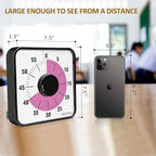Secura 60-Minute Visual Countdown Timer, 7.5-Inch Oversize Classroom Visual Timer for Kids and Adults, Durable Mechanical Kitchen Timer Clock with Magnetic Backing (Peony Color)