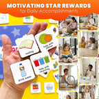 QUOKKA Magnetic Chore Chart for Kids with 72 Routine Magnets & Star Rewards - Foldable Visual Daily Responsibility Schedule and Behavior Chart for Kids - Help Kids Build Good Habits and Independence