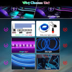 Acrylic Interior Car Lights, AMKI Car LED Strip Light with APP Control, Accessories Car Ambient Light Kit with RGB 14 in 1 and 175 inches 593 LEDs, 16 Million Colors Music Active Neon Lighting