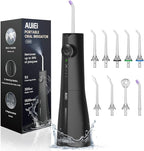 AUIEI Water Flosser Teeth Pick: 9 Jet Tips Cordless Oral Irrigator with 300ML, 5 Modes Portable Power Dental Flossers, IPX7 Waterproof Rechargeable Electric Waterflosser Machine for Home Travel, Black