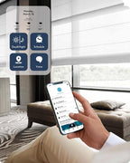 Graywind Smart Roman Shades 20% Blackout Compatible with Alexa Google Rechargeable Motorized Window Blinds Remote Control View Visible Plain Fold, Custom Size (Semi-Sheer White)