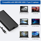 QIOUZW New 90W USB C Laptop Charger Compatible with Dell xps Adapter,LA90PM170 DA90PM170 DA65NM170,Latitude 3400 3500 5400 5289 5300 7400 7300 7390 7200 2in1,Precision 3540 Type C Power Cord Supply
