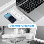 Recessed Power Strip, Furniture Drawer Outlet with 20W PD USB-C & 18W QC3.0 USB-A, Plug in 3 Outlets & USB Ports, Flush Mount 3FT Flat Extension Cord Conference Desk Outlets White