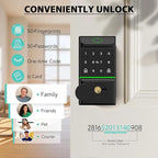 CINOP Smart Locks for Front Door with Handle Set, App Control, WiFi Front Door Lock Electronic Screen+WiFi Gateway, Keyless Entry Door Lock Fingerprint Deadbolt, Auto Lock (Black)