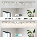 DIKAIDA Brushed Nickel Bathroom Vanity Light,10-Light Vanity Lights with Clear Glass,64.5in Modern Bathroom Wall Lights Fixtures Over Mirror,Wall Sconces Lighting for Bedroom Living Room,E26