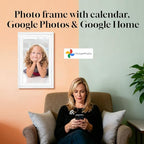 15.6" Digital Google Calendar+Pen,No Subscription|All-in-one Smart Display:Photo Frame,Google Play Apps,Voice Assistant,Home Hub,Streaming|Built-in Battery|Wall&Desk|Anti-Glare Touchscreen|White Wood