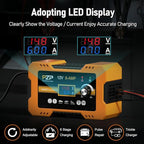 12V Automatic Car Battery Charger, 0-6A Arbitrarily Adjustable Smart Trickle Charger, Auto Desulfator with Battery Repair, Battery Maintainer with Winter Mode for AGM, Gel, Deep Cycle, Lead-Acid