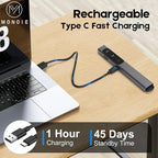 M Monoie Wireless Presenter, Laser Pointer Clicker for Keynote, Laptops, Google Slides - Supports Hyperlinks and Volume Control (Gray Pen/Red/USB Interface)
