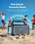 Soundcore Boom 2 by Anker, Outdoor Speaker, 80W, Subwoofer, BassUp 2.0, 24H Playtime, IPX7 Waterproof, Floatable, RGB Lights, USB-C, Custom EQ, Bluetooth 5.3, Portable for Camping and Beach - Blue