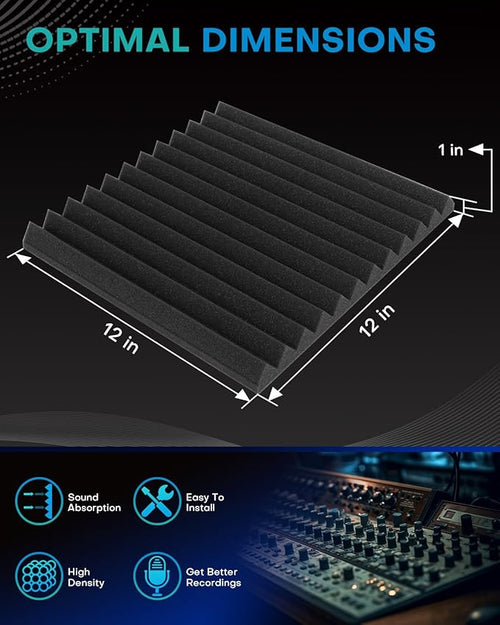96 Pack Sound Proof Foam Panels for Walls, 1 X 12 X 12 Inches Acoustic Foam Panels, High Density Acoustic Panels Sound Absorbing, Noise Cancelling Studio Wedges, White (NOT INCLUDE ADHESIVE)