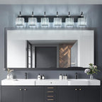 BBLLWJ Crystal Vanity Lights - Black, 6 Light Bathroom Vanity Light with Crystal Fixture, Modern Style for Bathroom Mirror