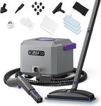 awasky Canister Steam Cleaner: 50-Sec Heat-Up, 0.6 Gal Tank Refill Anytime (Non-Pressurized), 1650W, 60 PSI, 21-Pcs Kit, Dry/Wet Modes, Detachable Hose for Tile Grout Furniture Floor Car Cleaning Gray