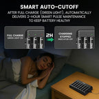 Dlyfull 8 Bay AA AAA Battery Charger with USB-C High-Speed Charging, Independent Slot for 1.2V Ni-MH Ni-CD Rechargeable Batteries, Cable Included