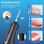 JNGOODS Cordless Water Dental Flosser Oral irrigator,JNGOODS 300ml Rechargeable Water flosser for Teeth IPX7 Waterproof 4 Modes Portable Oral Irrigator with 4 Jet Tips, Travel Home use