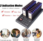 Luocute Wireless Calling System, 18 Receivers 1 Transmitter Channel 30-100m Range, with Vibration Sound Flashing Lights, for Restaurant Food Court Clinic Nursing Home (US Plug)