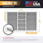 BNX TruFilter 16x25x5 (15.88’’ x 24.75’’ x 4.38‘’ Honeywell Compatible 4”) MERV 11 Air Filter (2-Pack) - MADE IN USA - AC Furnace Filters for Allergies, Dust, Pet, Smoke, Allergy MPR 1200 FPR 7