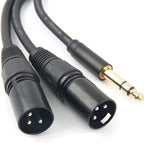 SiYear Profession 6.35mm (1/4inch) TRS Male Plug to 2 Dual XLR Male Microphone Stereo Unbalanced Audio Converter Adapter Y Splitte Cable Cord （5FT/1.5M