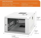 Tecmojo 6U Wall Mount Rack Network Cabinet for 19" IT Equipment,with Lockable Glass Door and Side Panels,Cooling Fan,17.7inch Depth,White