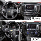 Kujunpao Radio Fan Climate Auto Menu Knob Control Button Trim Center Console Knob Cover Decor Fit for 2014-2018 Chevy Silverado & GMC Sierra Accessories 8pcs(Blue)
