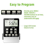Outlet Timer, NEARPOW Dual Digital Light Timer with 2 Independently-controlled Outlets, 18 ON/OFF Programs, 24-Hour and 7-Day Programmable,Indoor Heavy Duty Electrical Timer Switch, 3 Prong, 15A/1800W